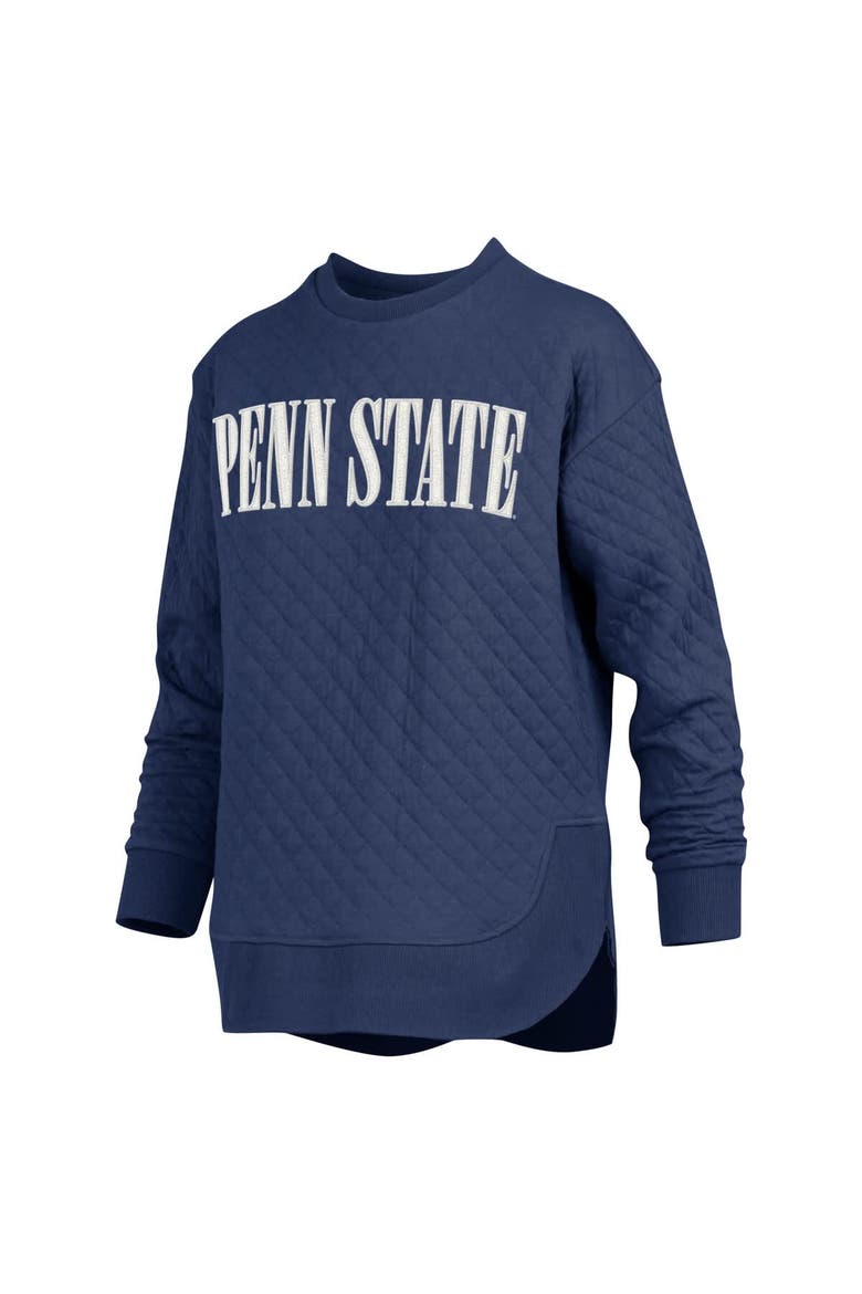 Women's Pressbox Navy Penn State Nittany Lions Quilted Long Sleeve Pullover Sweatshirt, Alternate, color, Navy