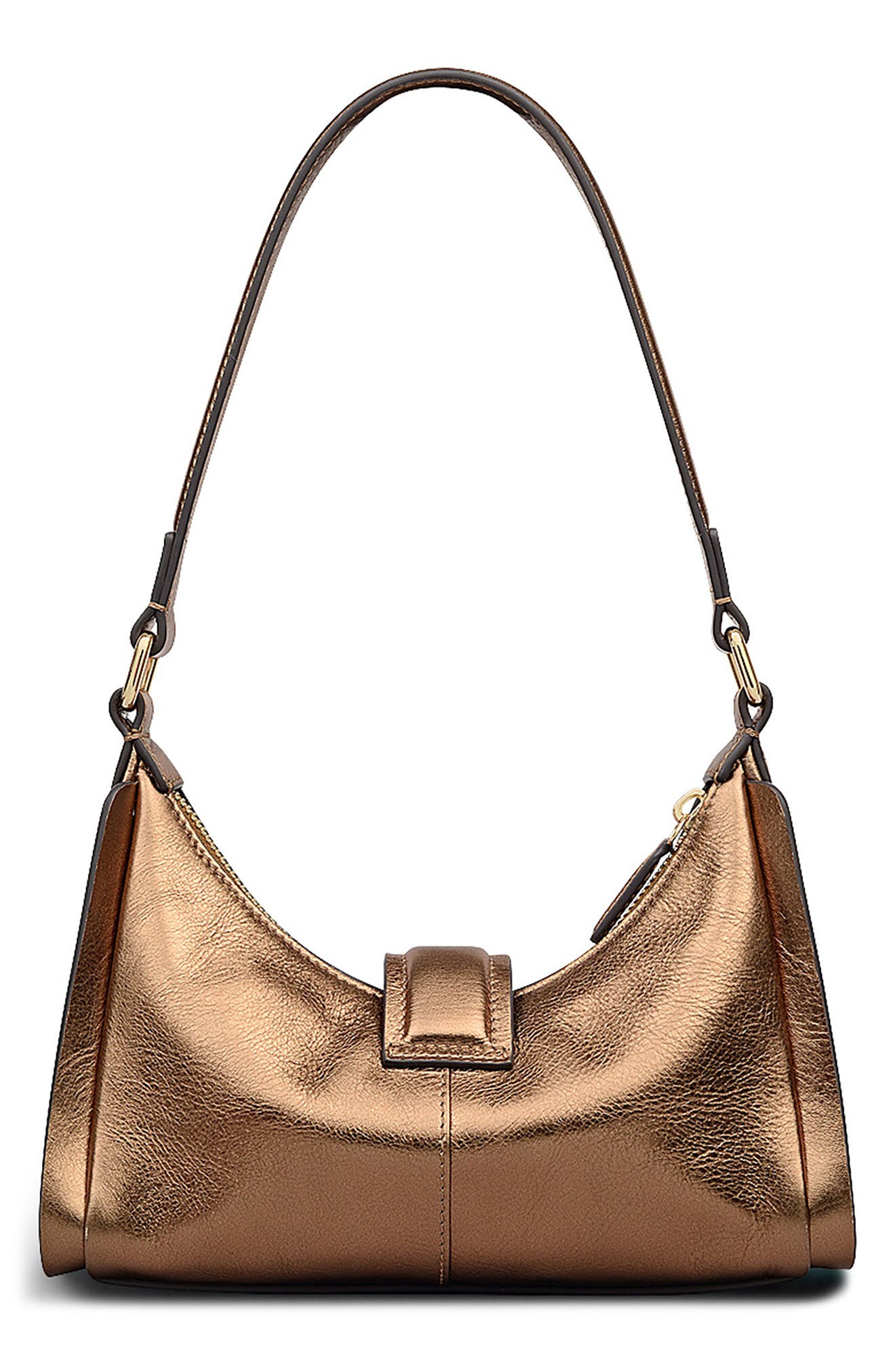 Radley Sloane Metallic Leather Shoulder Bag, Alternate, color, Olive Gold