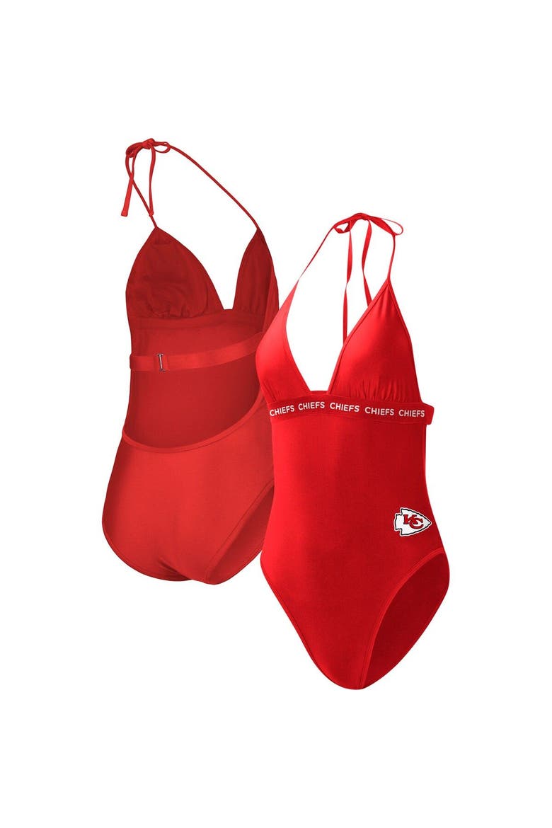 Women's G-III 4Her by Carl Banks Red Kansas City Chiefs Full Count One-Piece Swimsuit, Main, color, Red