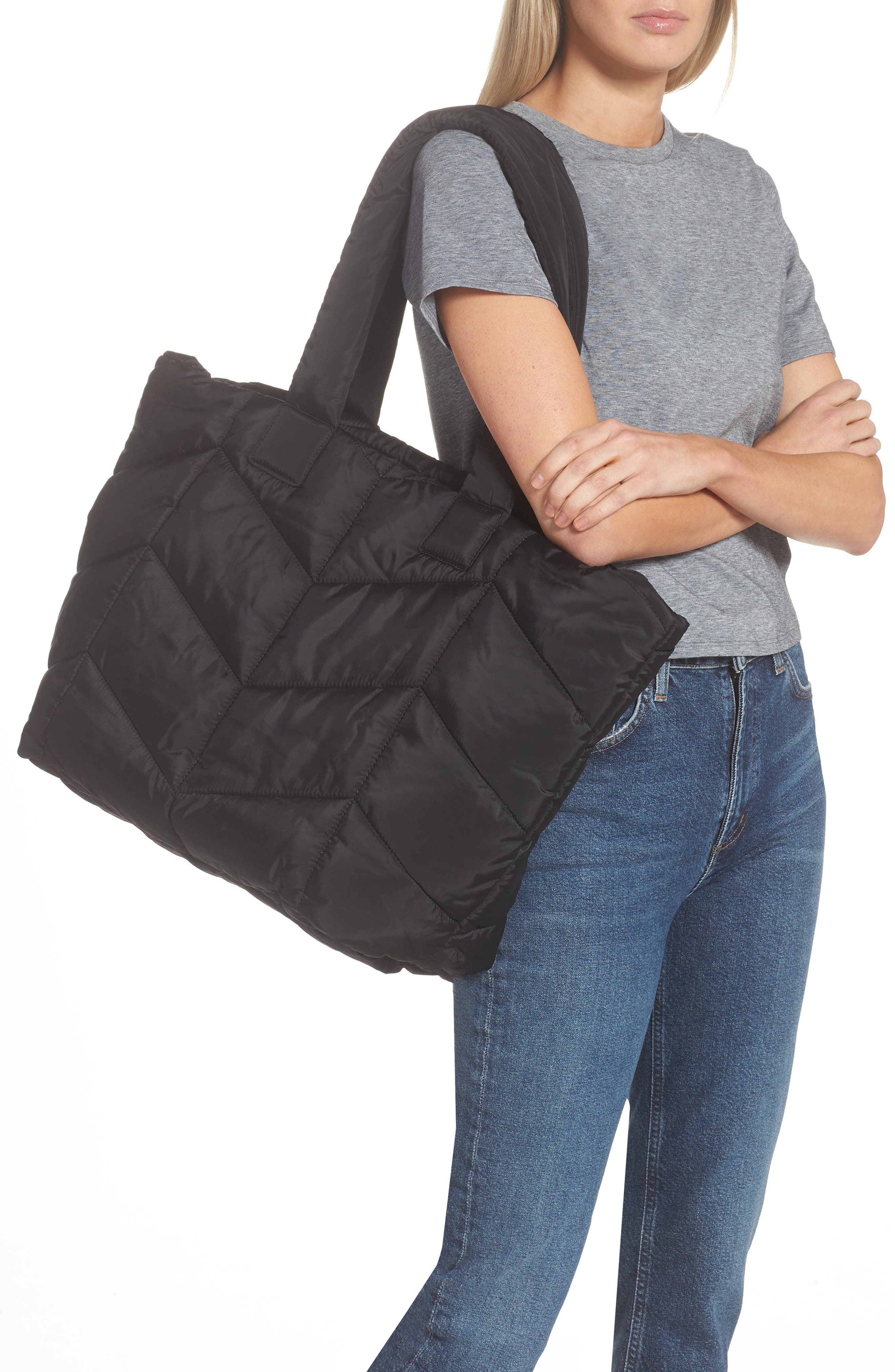 Topshop Chevron Quilted Tote Bag, Alternate, color, 