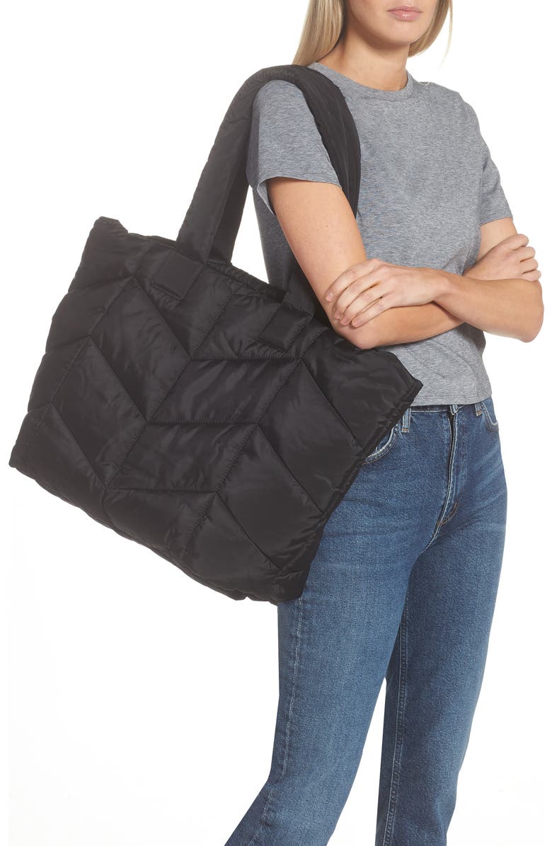 Topshop Chevron Quilted Tote Bag, Alternate, color,