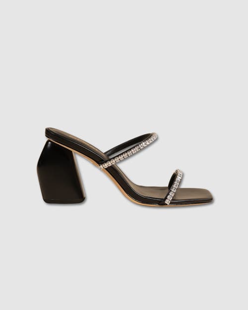 Mi/mai Tilda Crystal High Mule Sandal In Black