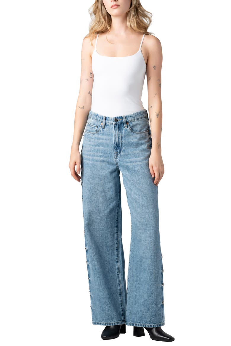 Franklin Studded Barrel Leg Jeans, Alternate, color, SILVER SPOON