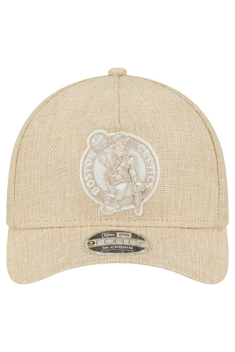 Men's New Era  Tan Boston Celtics Injection Woven A-Frame 9FORTY Adjustable Hat, Alternate, color, Tan