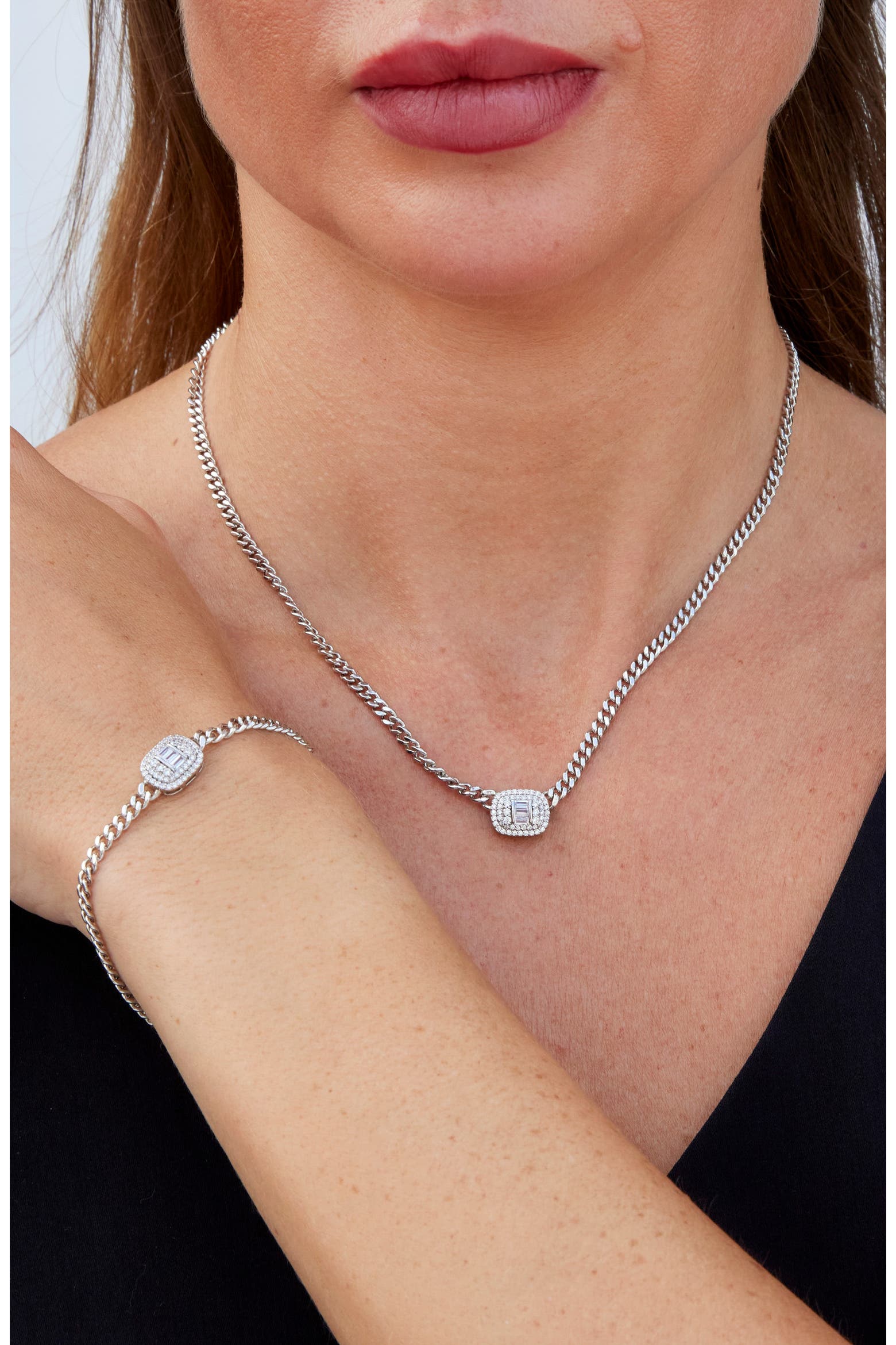 Tech Savvy Color SAVVY CIE JEWELS Pavé Station Curb Chain Necklace (Women) | Nordstromrack