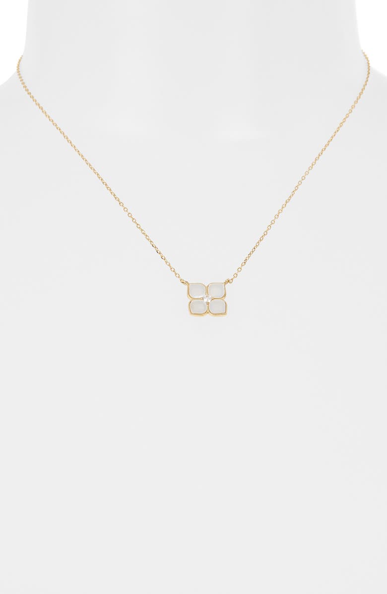 Argento Vivo Sterling Silver Mother of Pearl Flower Pendant Necklace, Alternate, color, Gold