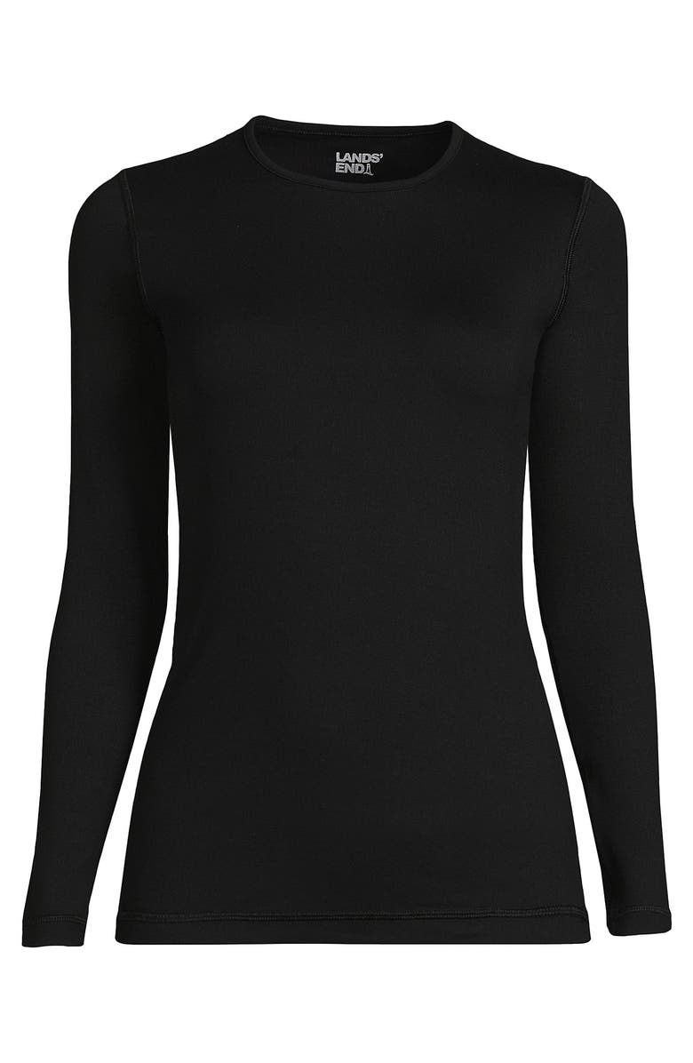 Lands' End Baselayer Cozy Thermaskin Crewneck Top, Alternate, color, Black