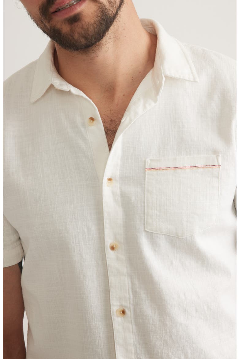 Classic Solid Short Sleeve Stretch Cotton Selvage Button-Up Shirt, Alternate, color, NATURAL