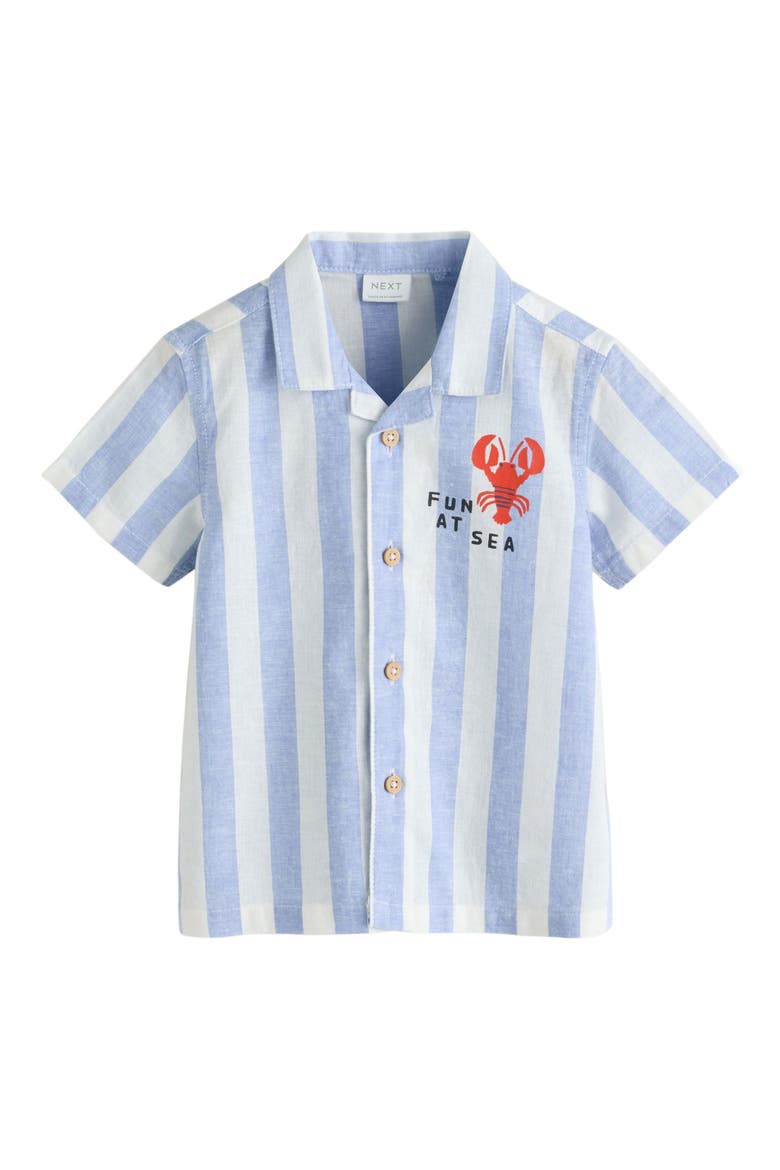 Kids' Stripe Linen & Cotton Button-Up Shirt, Main, color, PRINT