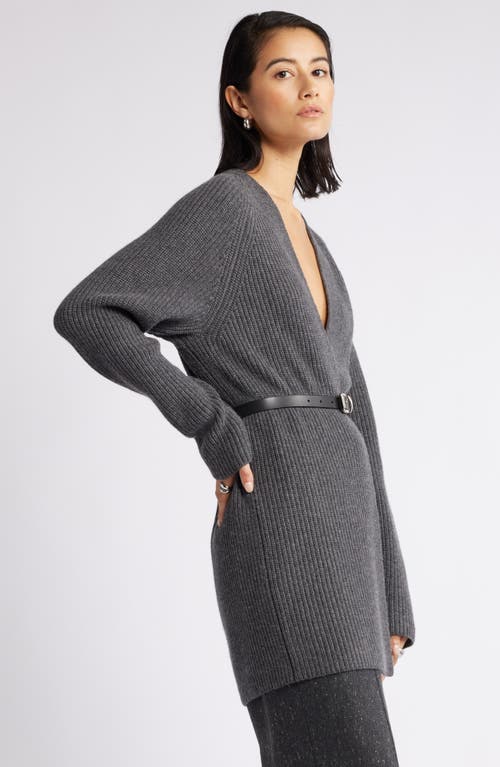 Nordstrom Rib Long Cardigan In Grey Medium Charcoal Heather