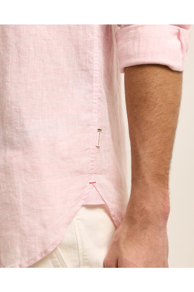 Giles Linen Tailored-Fit Shirt, Alternate, color, Pale Pink/White