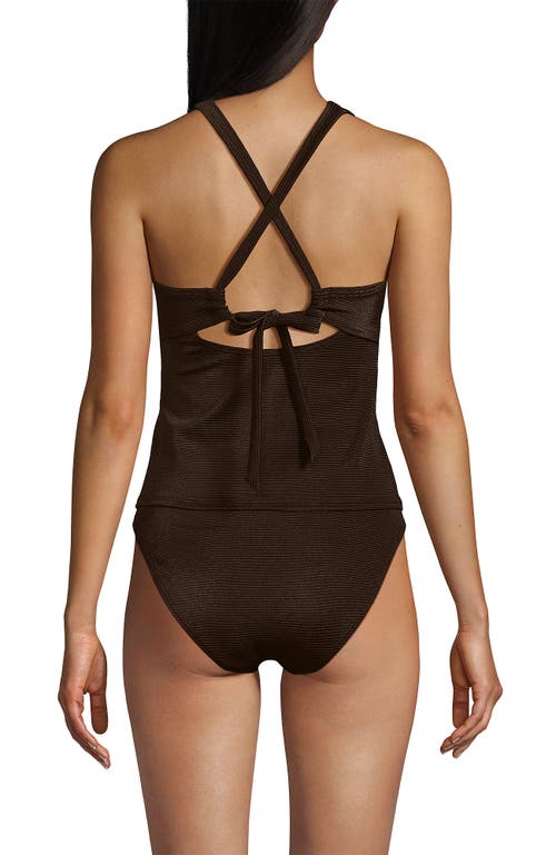 Lands' End Shine Ribbed Tankini Top And High Waisted Bottom Swimsuit Set