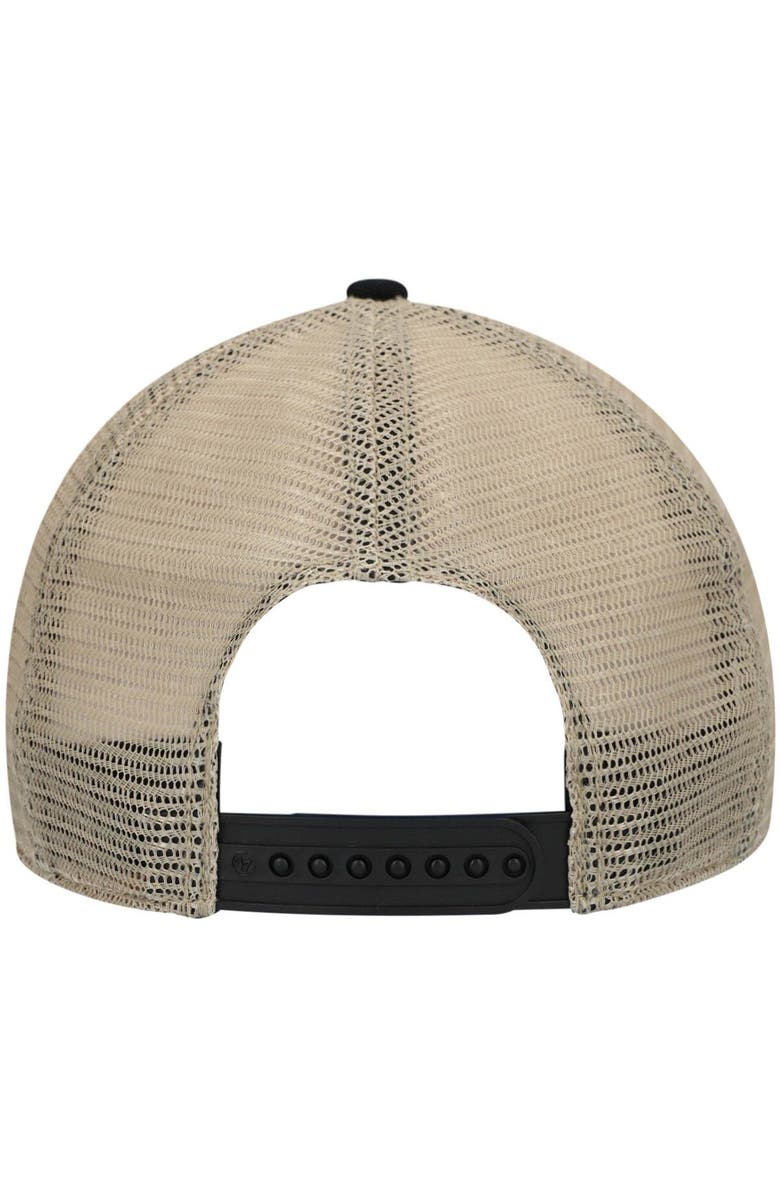 '47 Men's '47 Black/Natural Carolina Panthers Trawler Trucker Clean Up Snapback Hat, Alternate, color, 