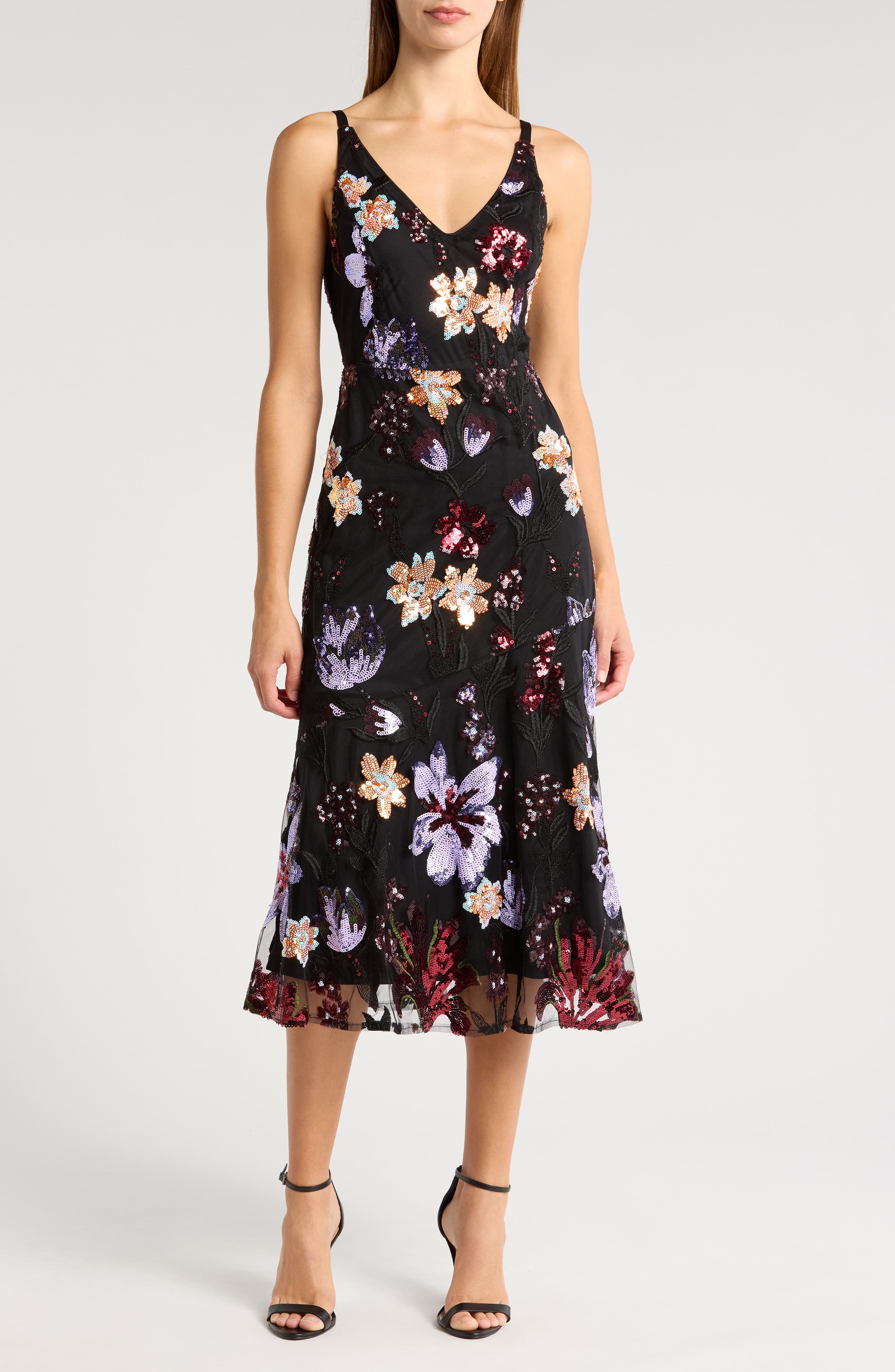 Sam Edelman Ali Floral Sequin Midi Dress