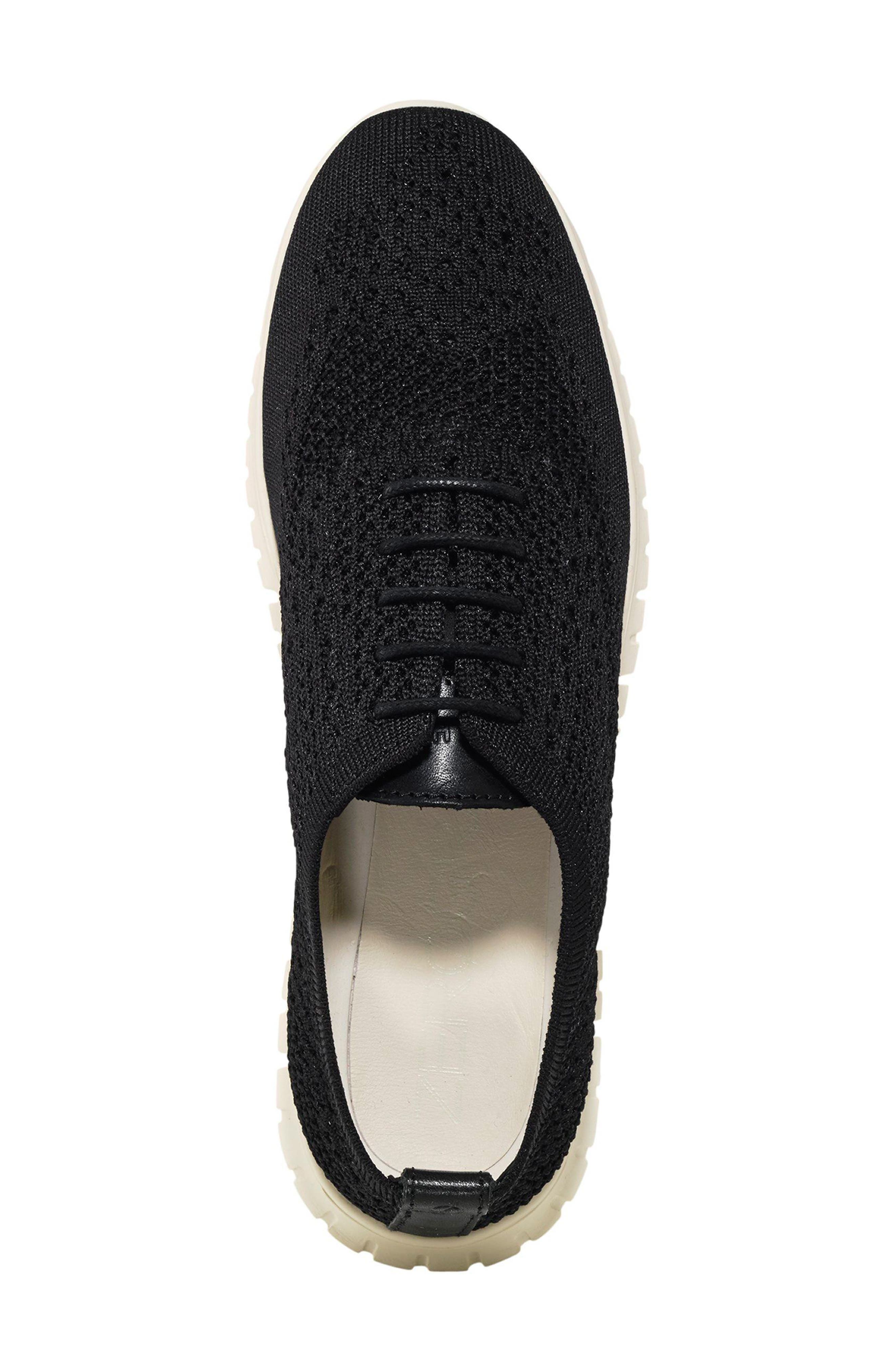 ZERØGRAND Stitchlite Wingtip Oxford Sneaker, Alternate, color, BLACK KNIT FABRIC