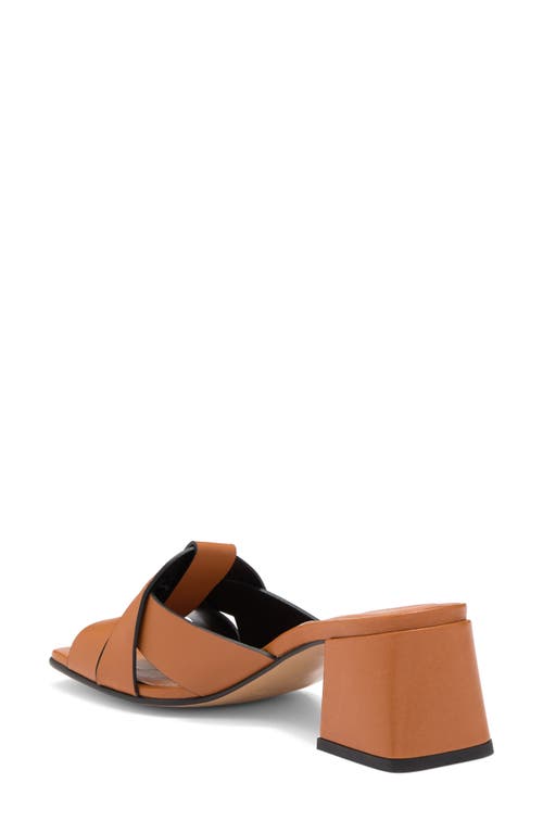 2 Twin Hearts Cross Band Block Heel Sandal In Cognac