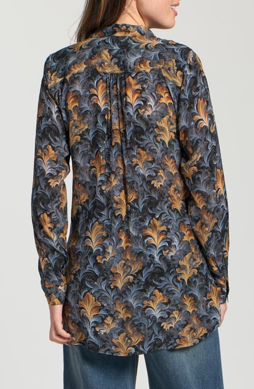Apny Ikat Print Tunic Top In Gray