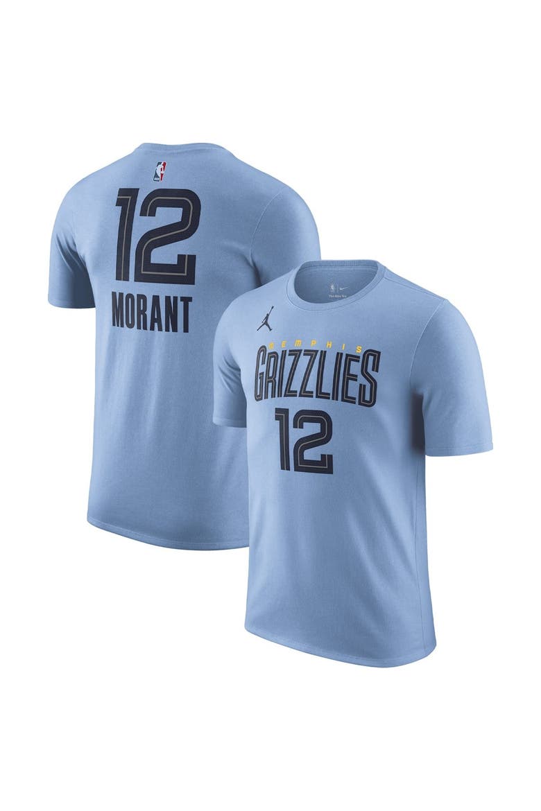 Men's Jordan Brand Ja Morant Light Blue Memphis Grizzlies 2022/23 Statement Edition Name & Number T-Shirt, Main, color, Light Blue