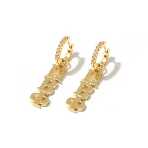 Pi Beta Phi Greek Letter Huggie + Charm Earrings