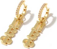 Color Shout Pi Beta Phi Greek Letter Huggie + Charm Earrings