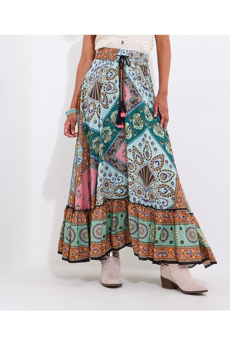 Flounce Tassel Maxi Skirt, Alternate, color, MULTI PATCHWORK