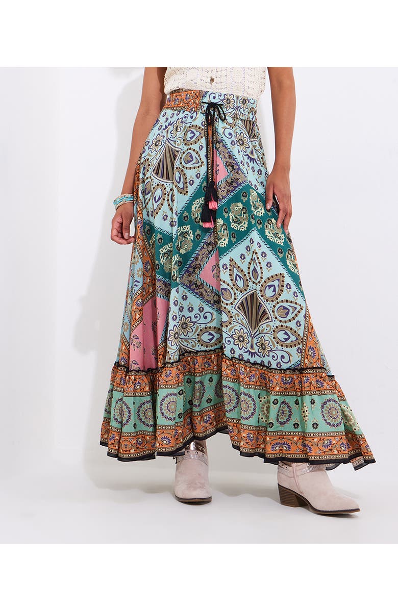 Joe Browns Flounce Tassel Maxi Skirt, Alternate, color, Multi Patchwork