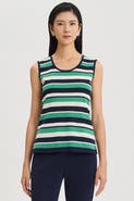 Ming Wang Mid-Length Stripe Scoop Neck Knit Tank