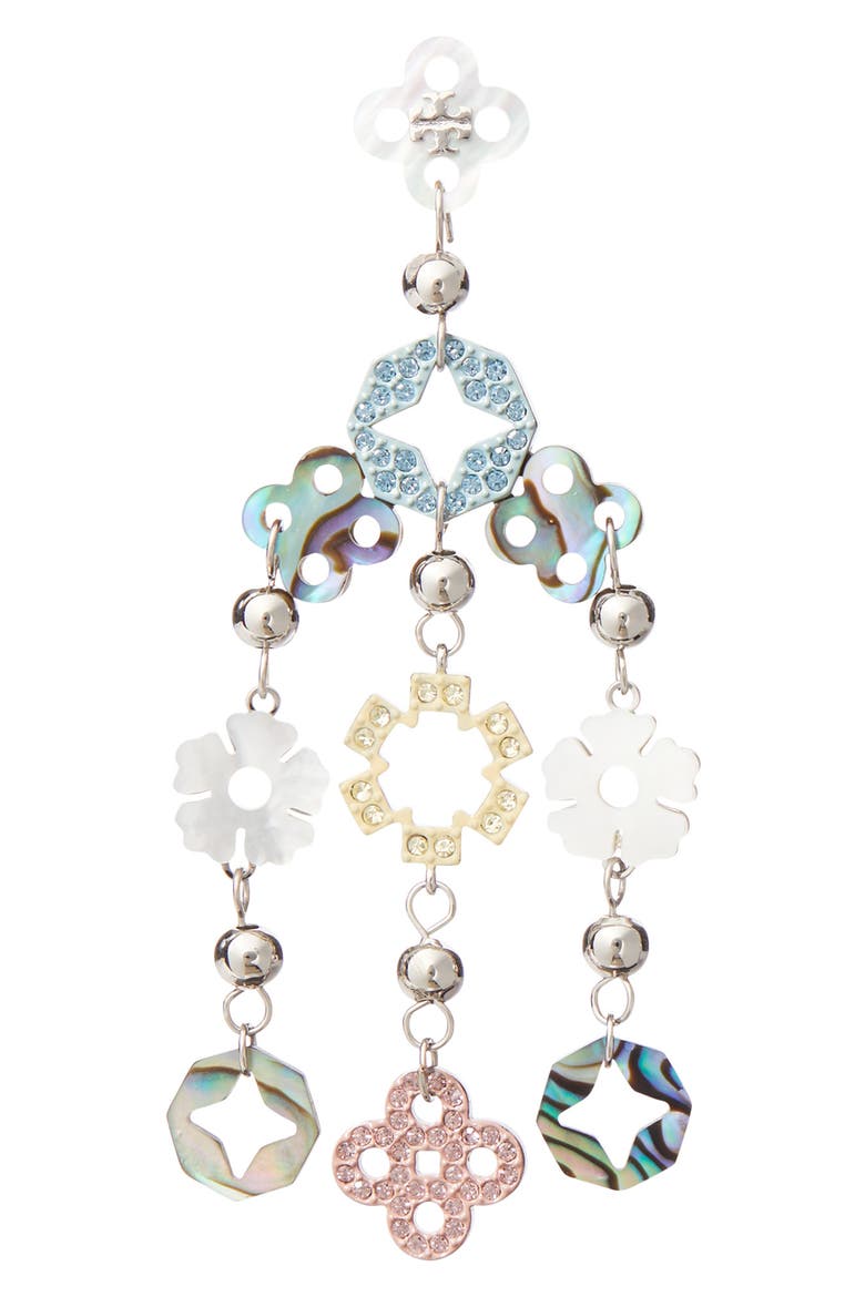 Forget Me Not Chandelier Earrings, Alternate, color, TORY SILVER / MULTI