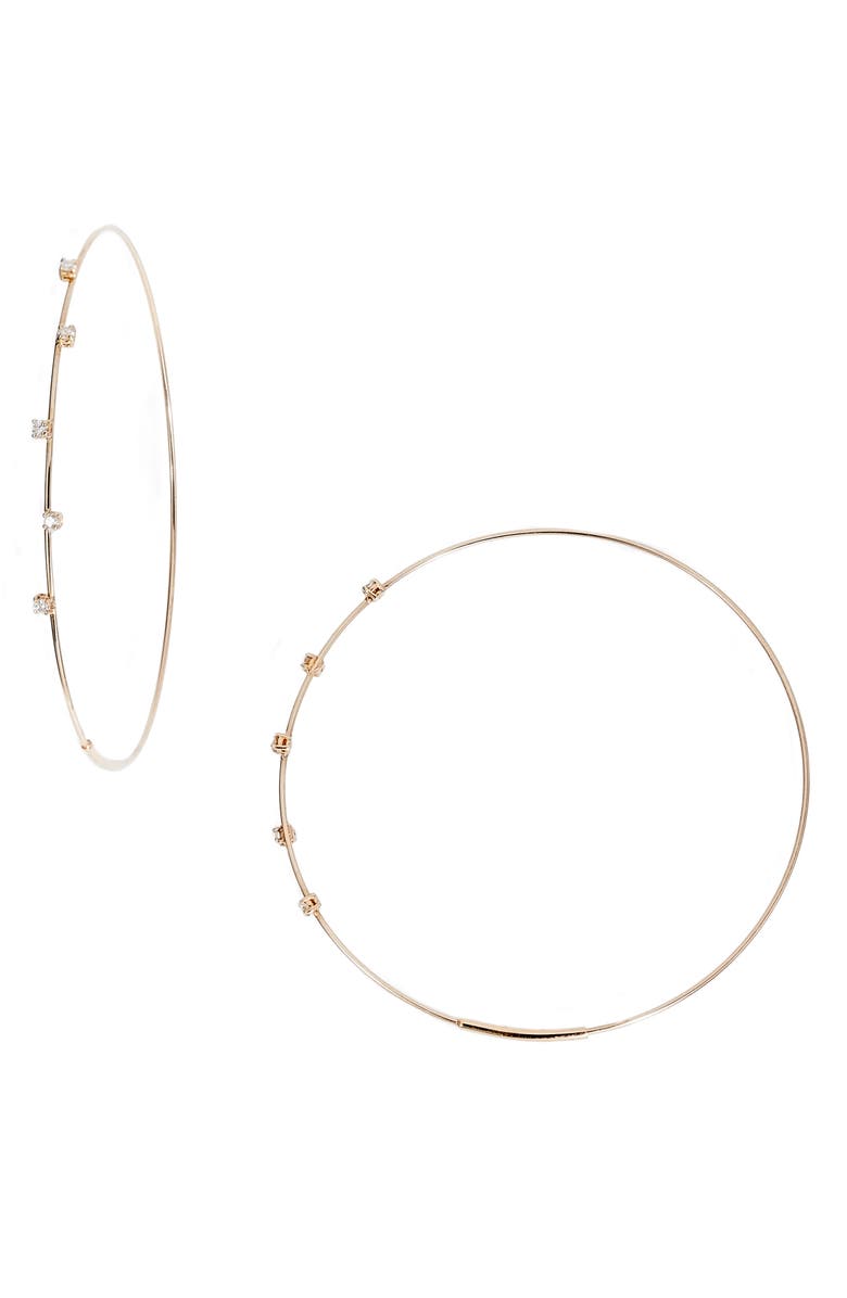 LANA Diamond Hoop Earrings, Main, color, D0.19 14Kyg
