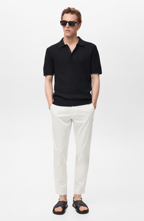 Mango Prato Crop Tapered Stretch Cotton Chinos In White