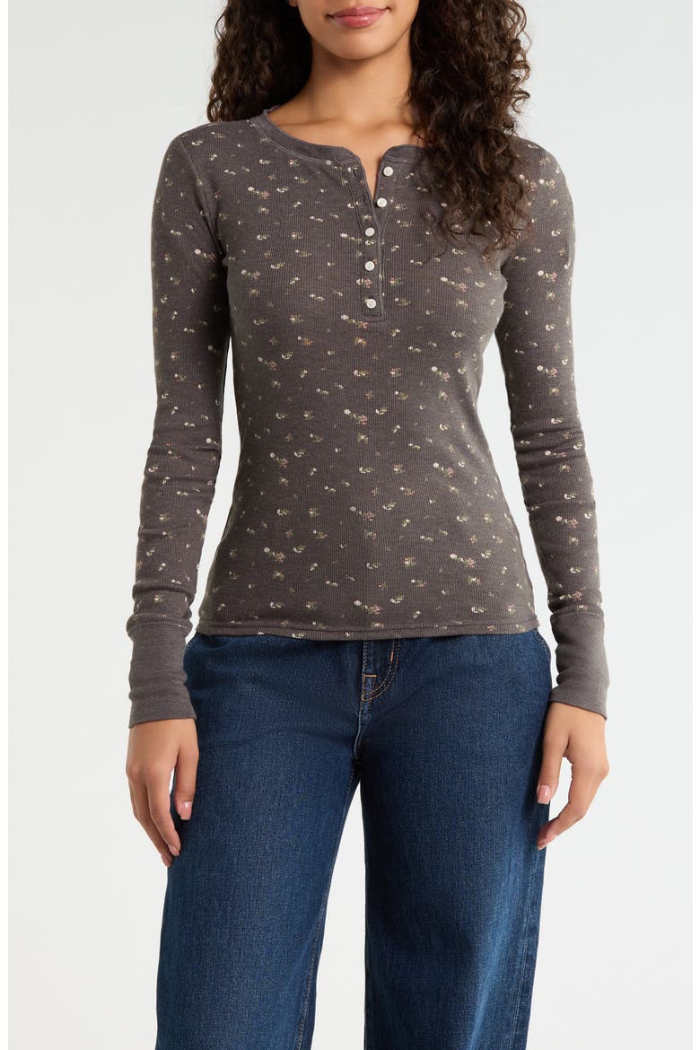 Rib Henley Top, Main, color, BLACK FLORAL