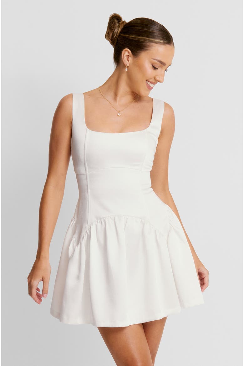 Scoop Neck Sleeveless Skater Mini Dress, Alternate, color, White
