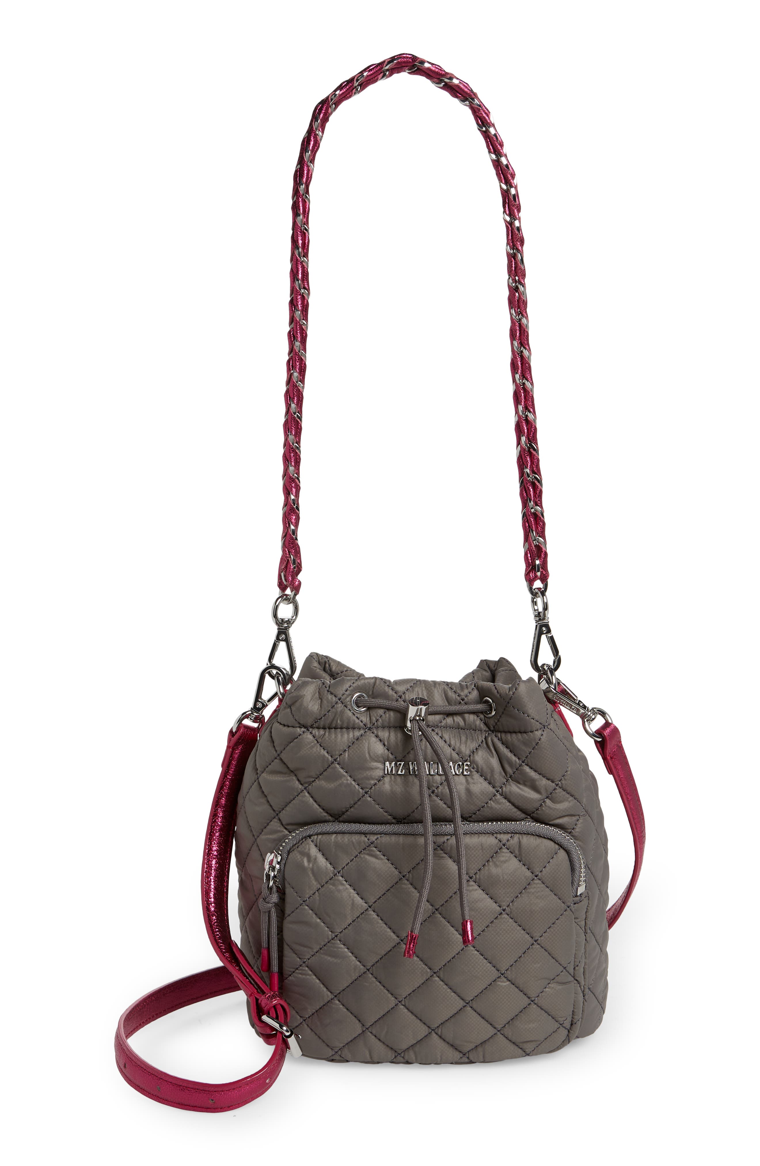 MZ Wallace Crosby Quilted Nylon Bucket Bag, Main, color, 
