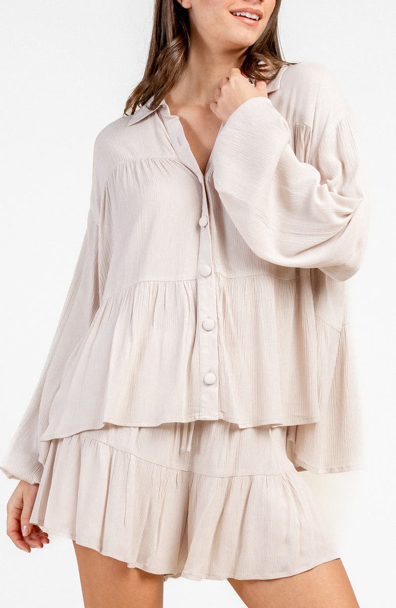 Beivy Tiered Button-Up Shirt, Alternate, color, Natural