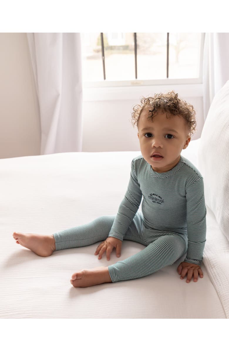 MiniMoi Kid
s Mini-Stripe Generation Pajama Set, Alternate, color, Emerald Green