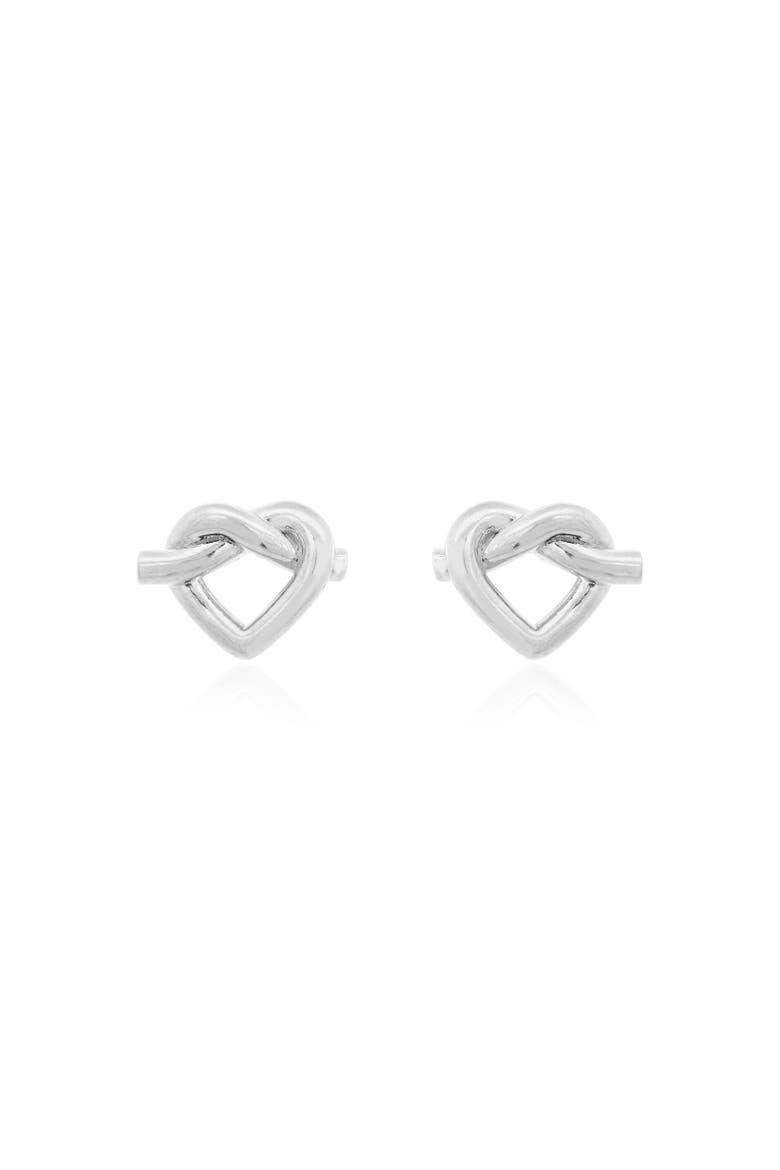 Heart Knot Stud Earrings, Alternate, color, Sterling Silver