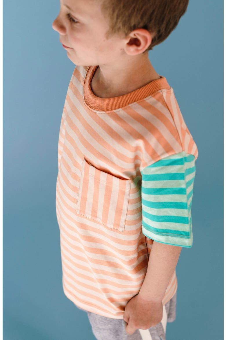 Kids' Striped T-Shirt, Alternate, color, SANDSTONE MULTI