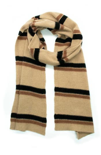 Portolano Stripe Cashmere Scarf In Brown Combo