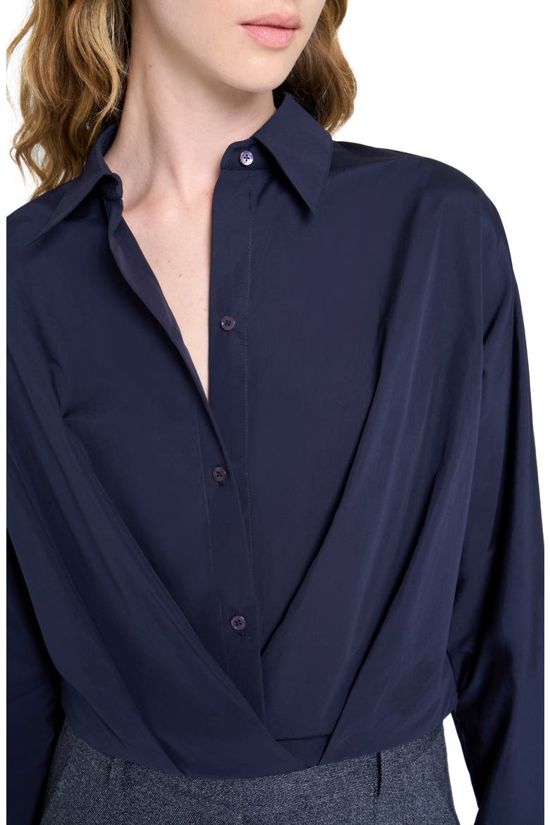 Taken Draped Button-Up Shirt, Alternate, color, MIDNIGHT