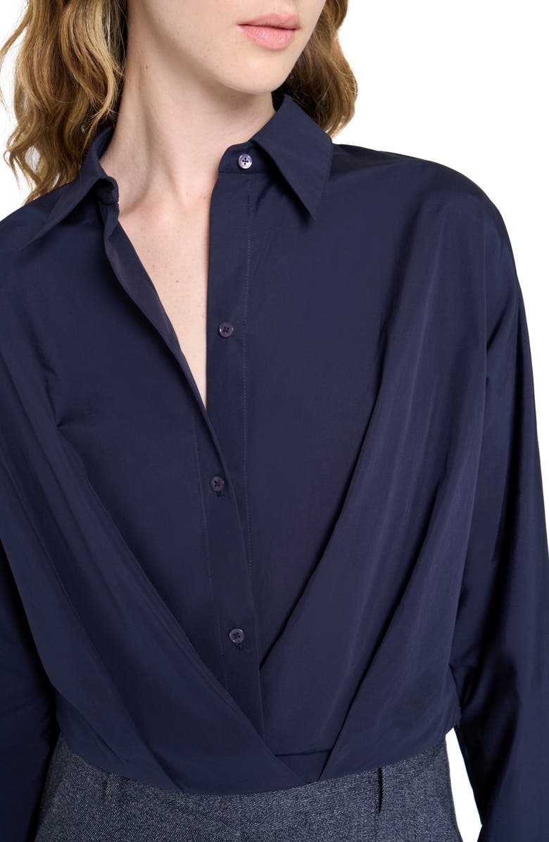 TWP Taken Draped Button-Up Shirt, Alternate, color, Midnight