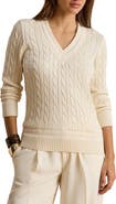 Lauren Ralph Lauren Cable Stitch V-Neck Sweater