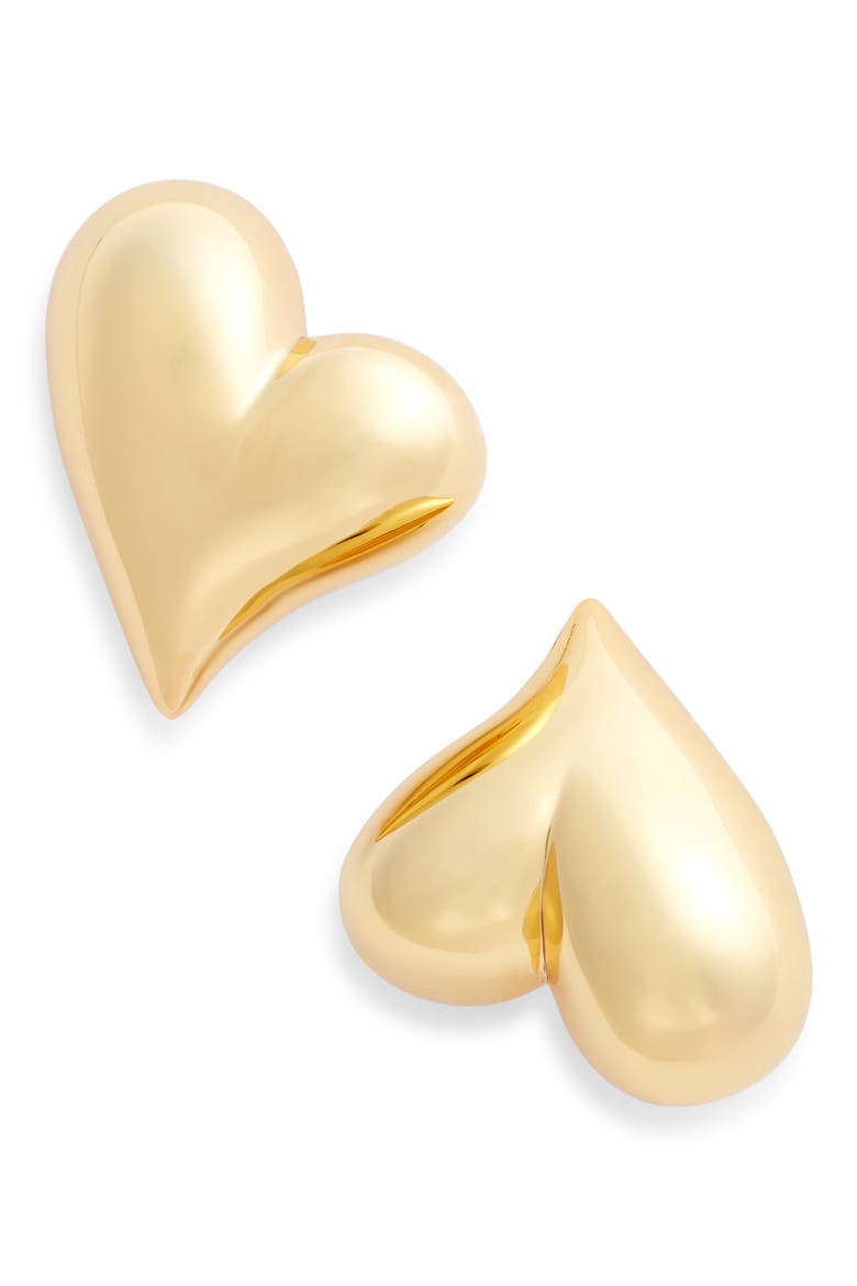Art Heart Button Stud Earrings, Main, color, HIGH POLISH GOLD