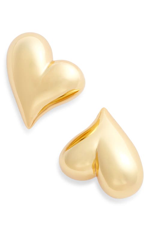 Jenny Bird Art Heart Button Stud Earrings In High Polish Gold