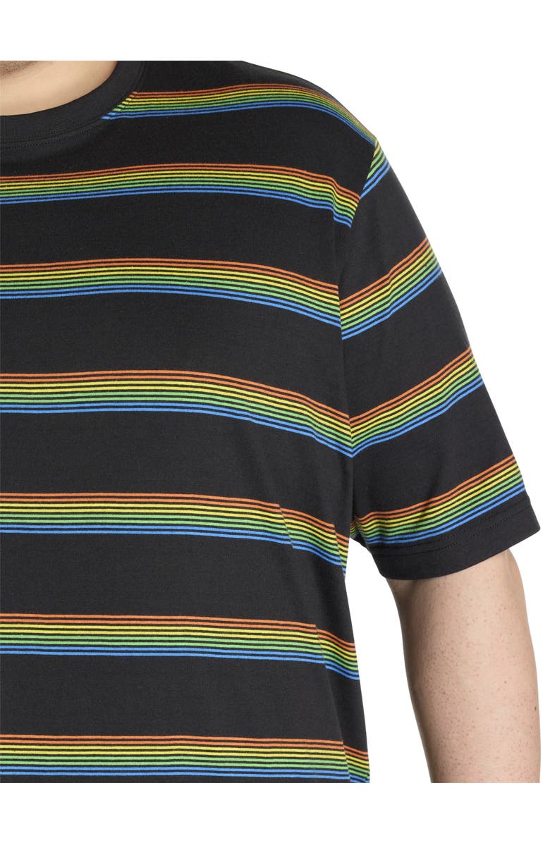Harbor Bay by DXL Big & Tall Moisture-Wicking Striped T-Shirt, Alternate, color, Black Multi