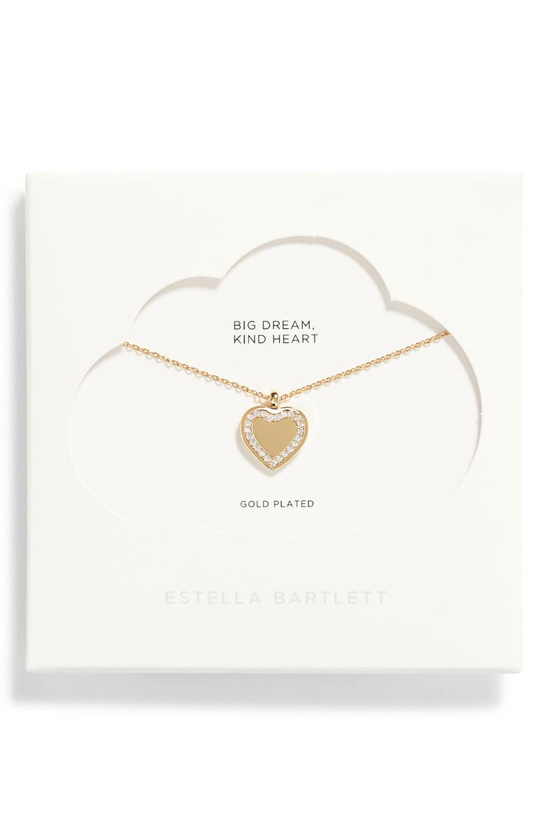 Estella Bartlett Cubic Zirconia Heart Pendant Necklace, Alternate, color, Gold
