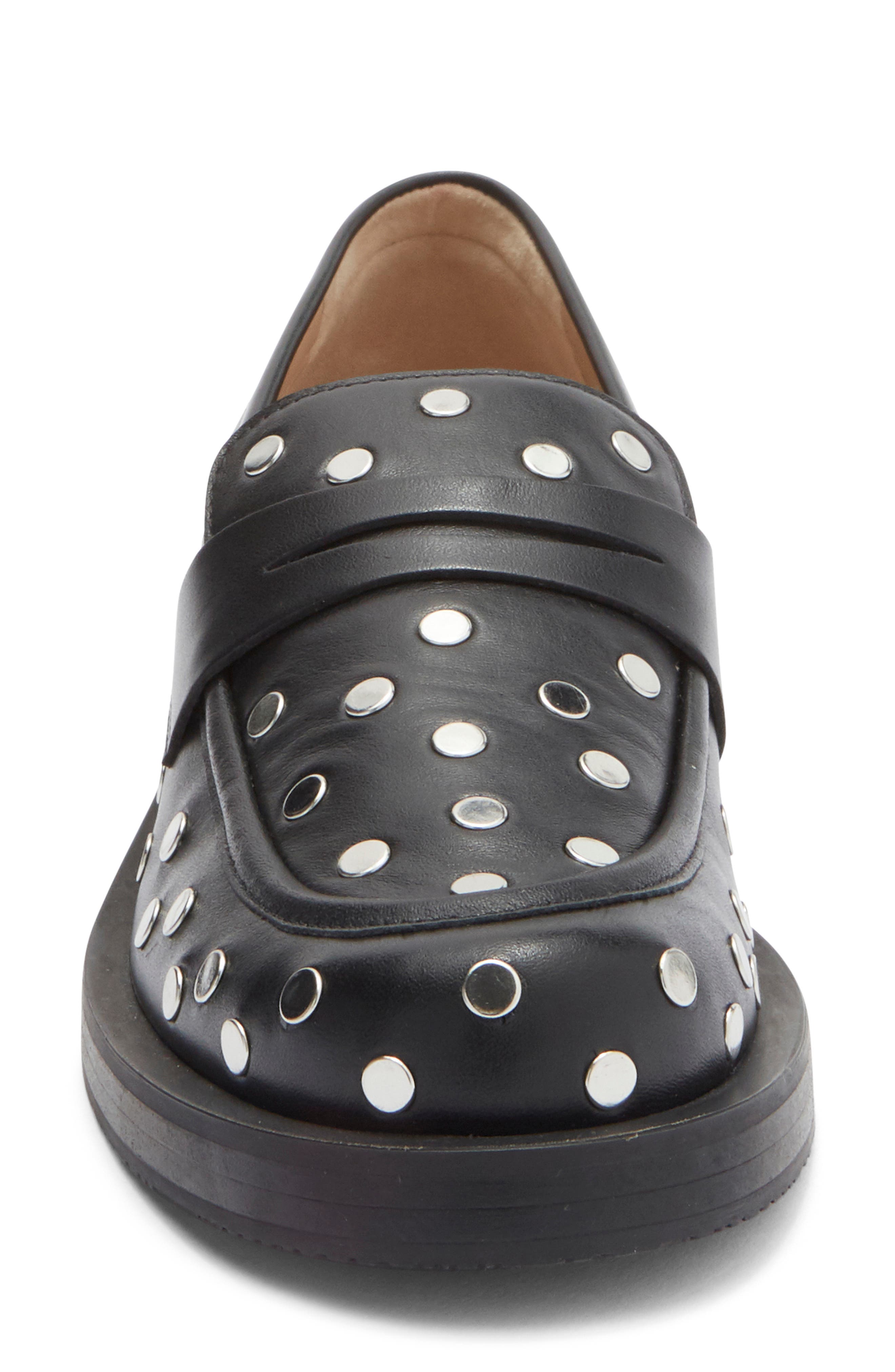 Stuart Weitzman Palmer Bold Stud Loafer, Alternate, color, Black
