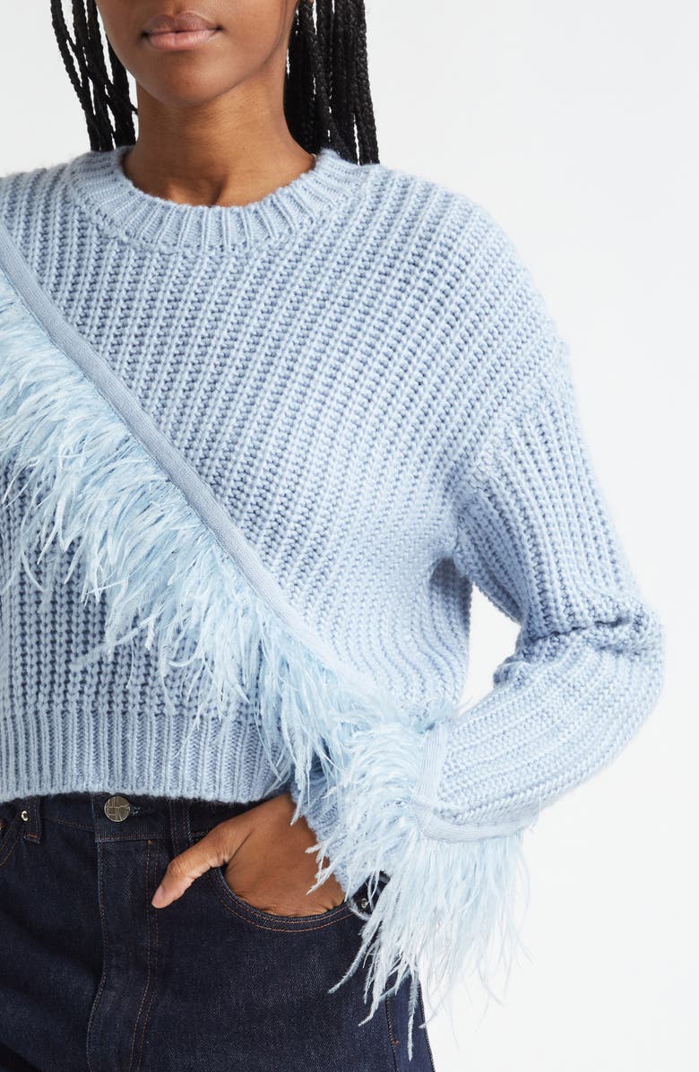 Cinq à Sept Kaelie Feather Sweater, Alternate, color, Misty Blue