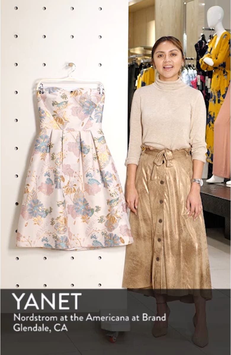 Haven Strapless Jacquard Party Dress, sales video thumbnail