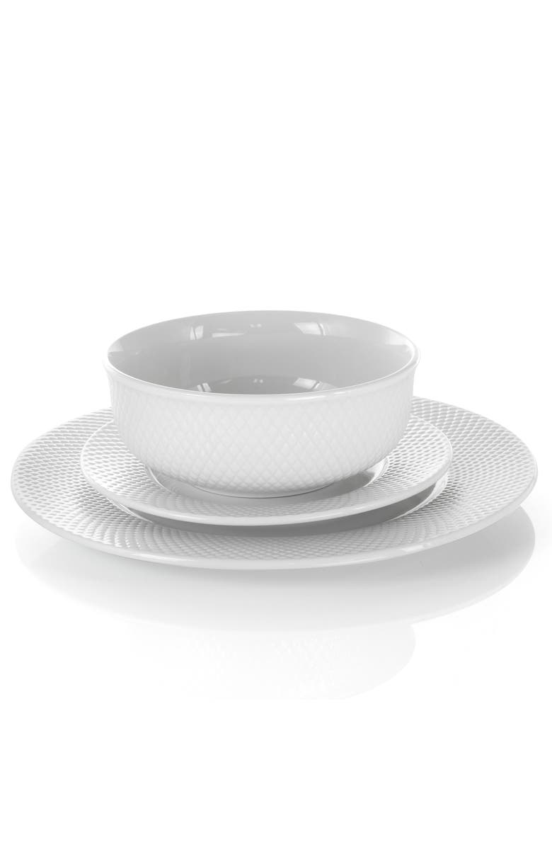 Elama Maisy 18 Piece Round Porcelain Dinnerware Set, Alternate, color, White
