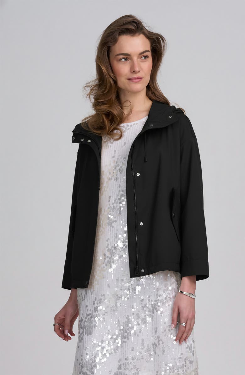 ELLE Collection Hooded Cropped Parka Jacket, Alternate, color, Black